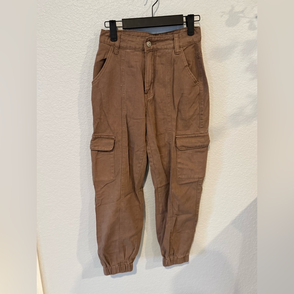 SHEIN Brown Ankle Cropped Cargo Joggers